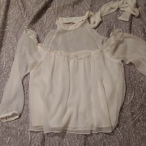 Zara Cold Shoulder Flowy Blouse